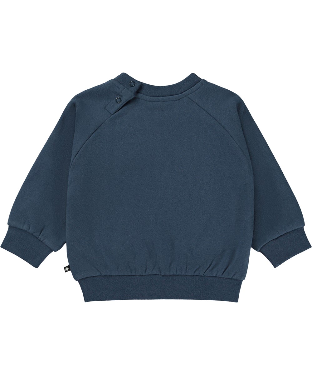 Disc - Twilight - Dark blue organic baby sweatshirt with smiley face print