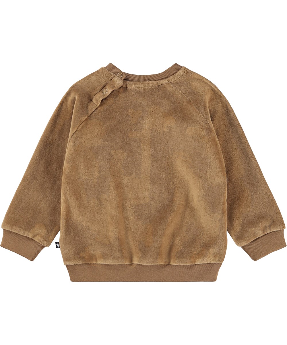Doggy - Fawn - Brown sweatshirt for the little ones made of soft organic cotton with a dog face on the front.