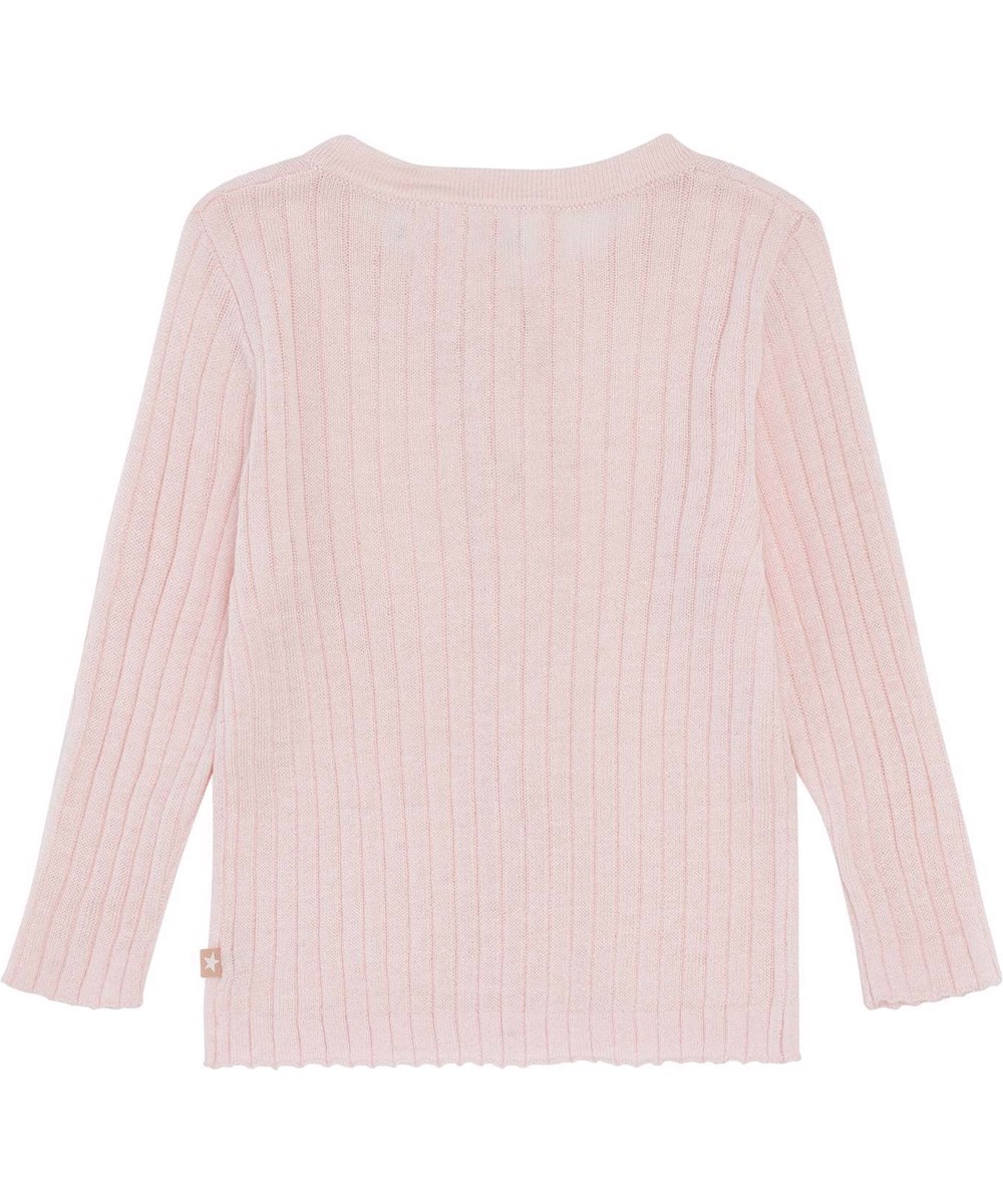 Georgette - Powder - Rose delicate rib knit cardigan cashmere 