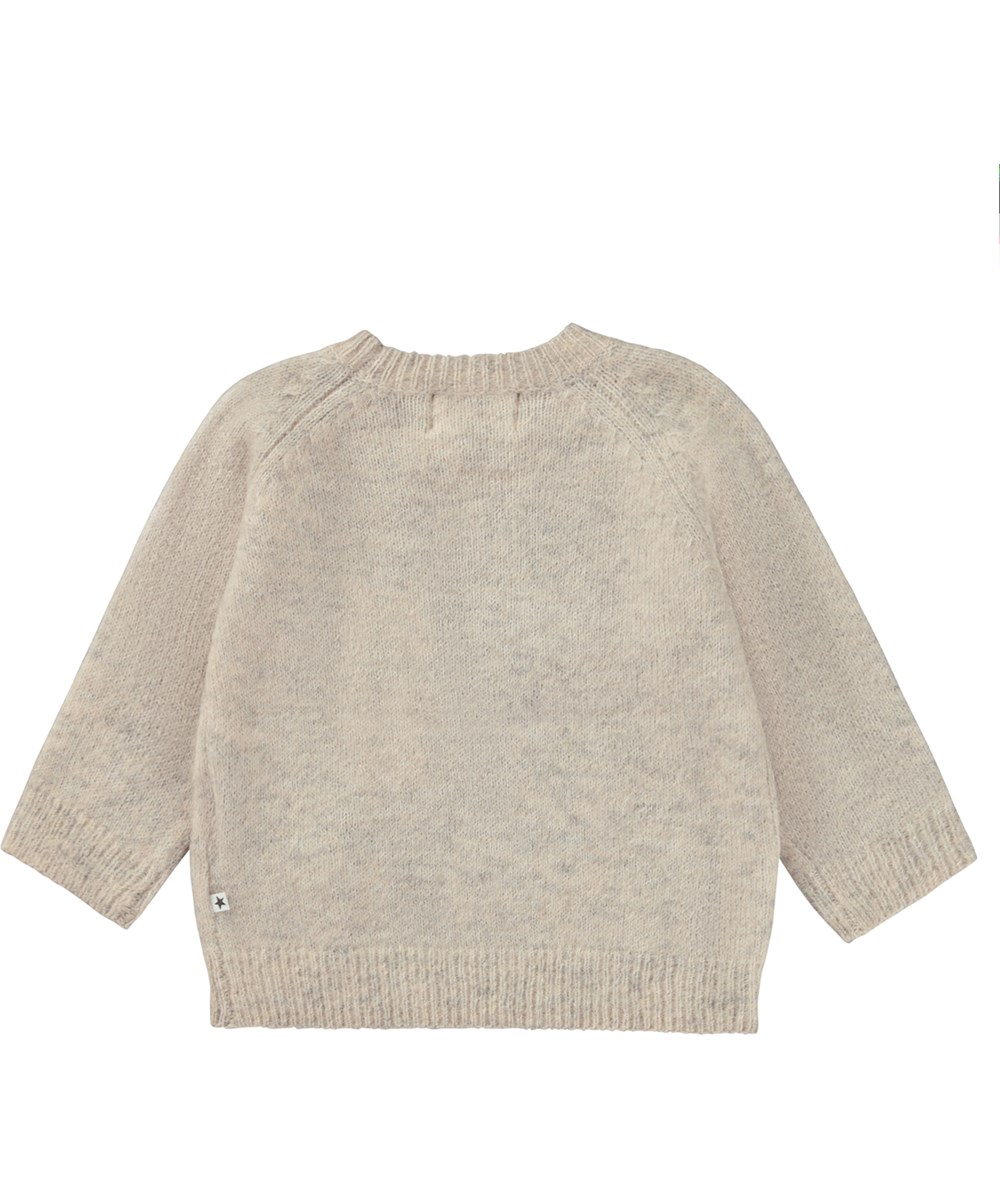 Gilby - Sandy - Beige gebreide babytrui in konijnmotief in alpaca wol
