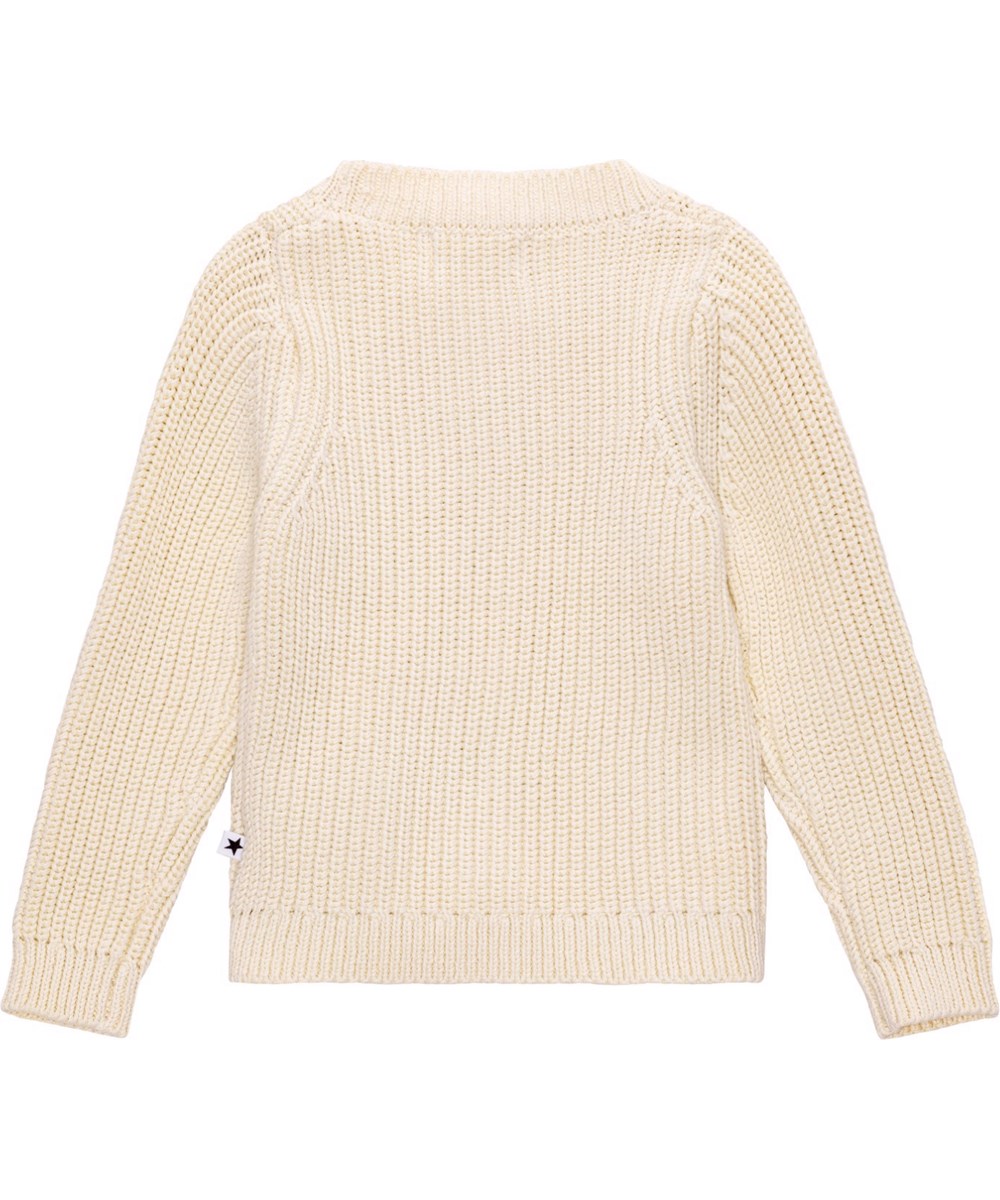 Gisella - Sea Shell - Off-white, classic knit cardigan in organic cotton
