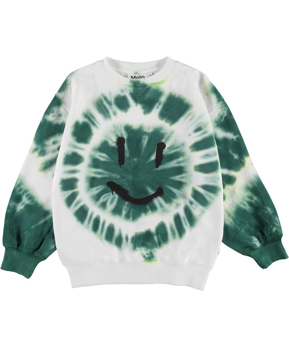 Magni - Green White - Green and white tie dye sweatshirt
