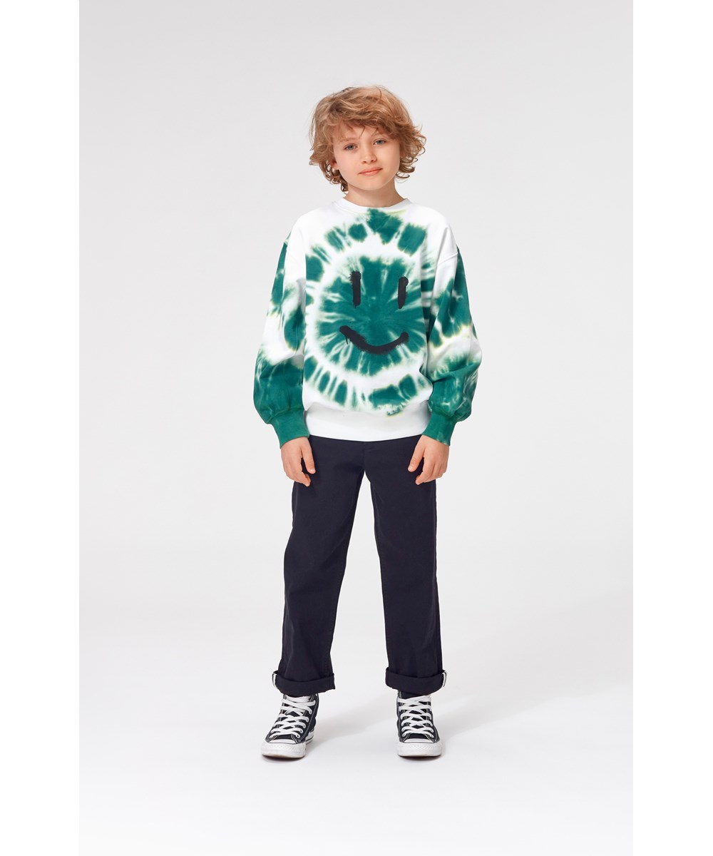 Magni - Green White - Green and white tie dye sweatshirt