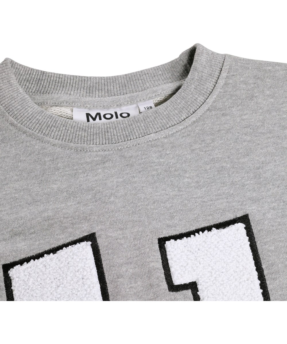 Magni - Grey Melange - Grey marl sweatshirt for children made of organic cotton with embroidery 