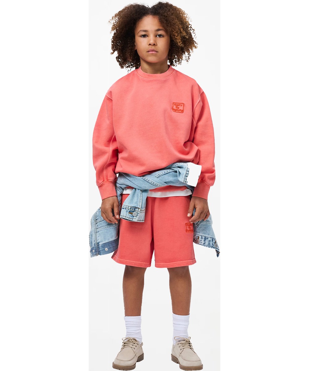 Magni - Red Ink - Red sweatshirt for children made of organic cotton with embroidery