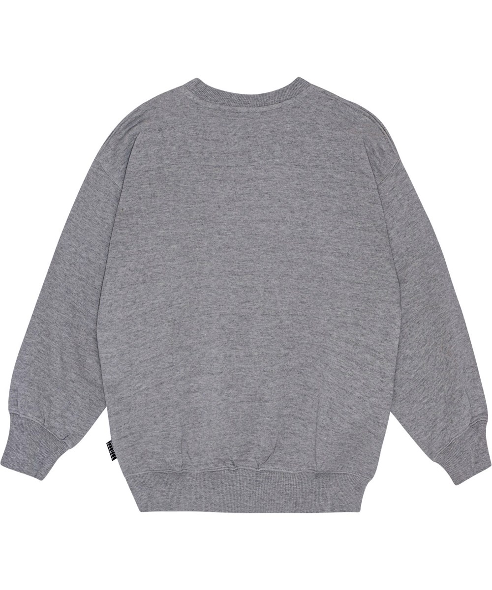 Mar - Grey Melange - Grey marl sweatshirt made from organic cotton with graphic text print.