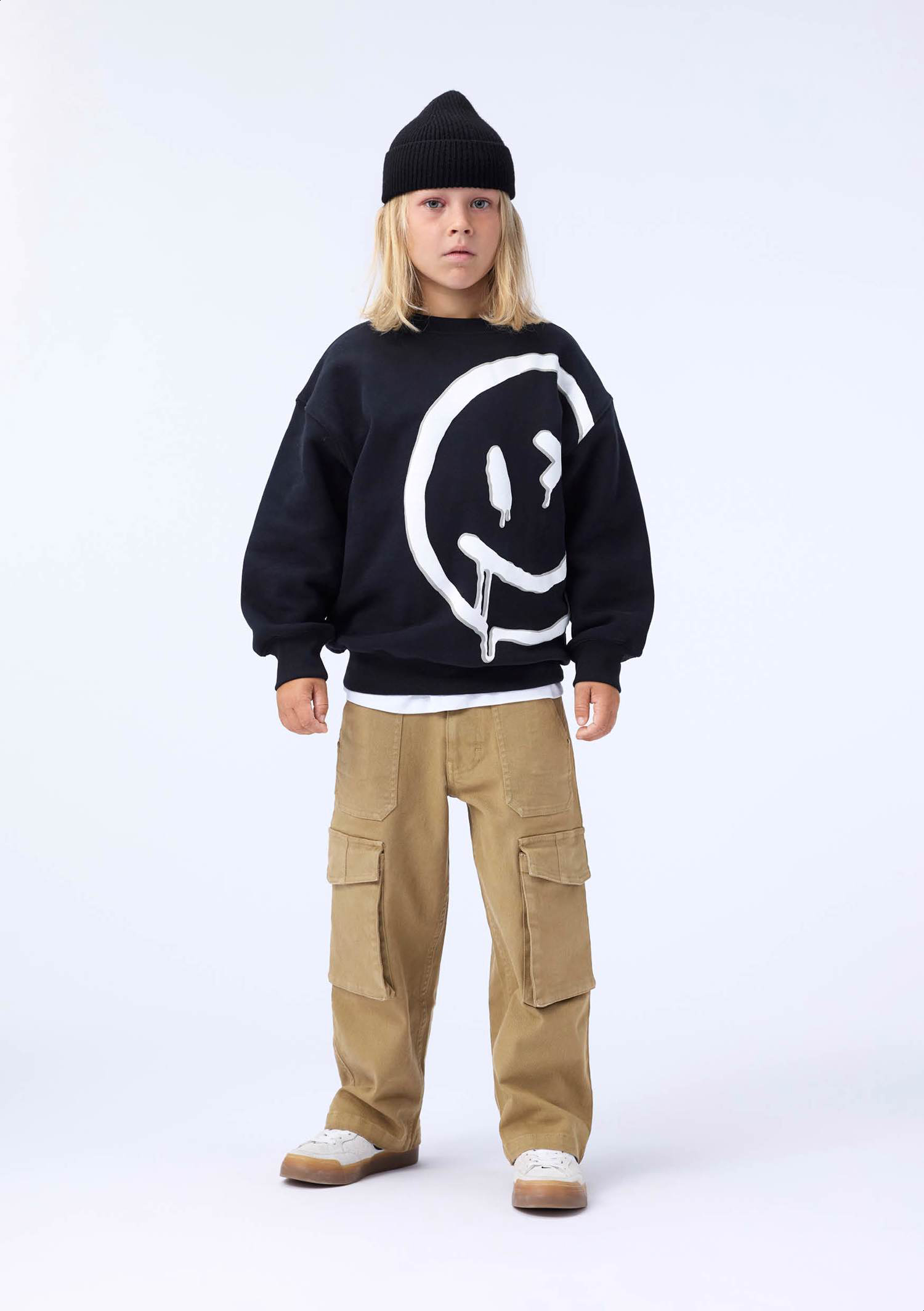 Mar - Drippy White - Black sweatshirt for children made of