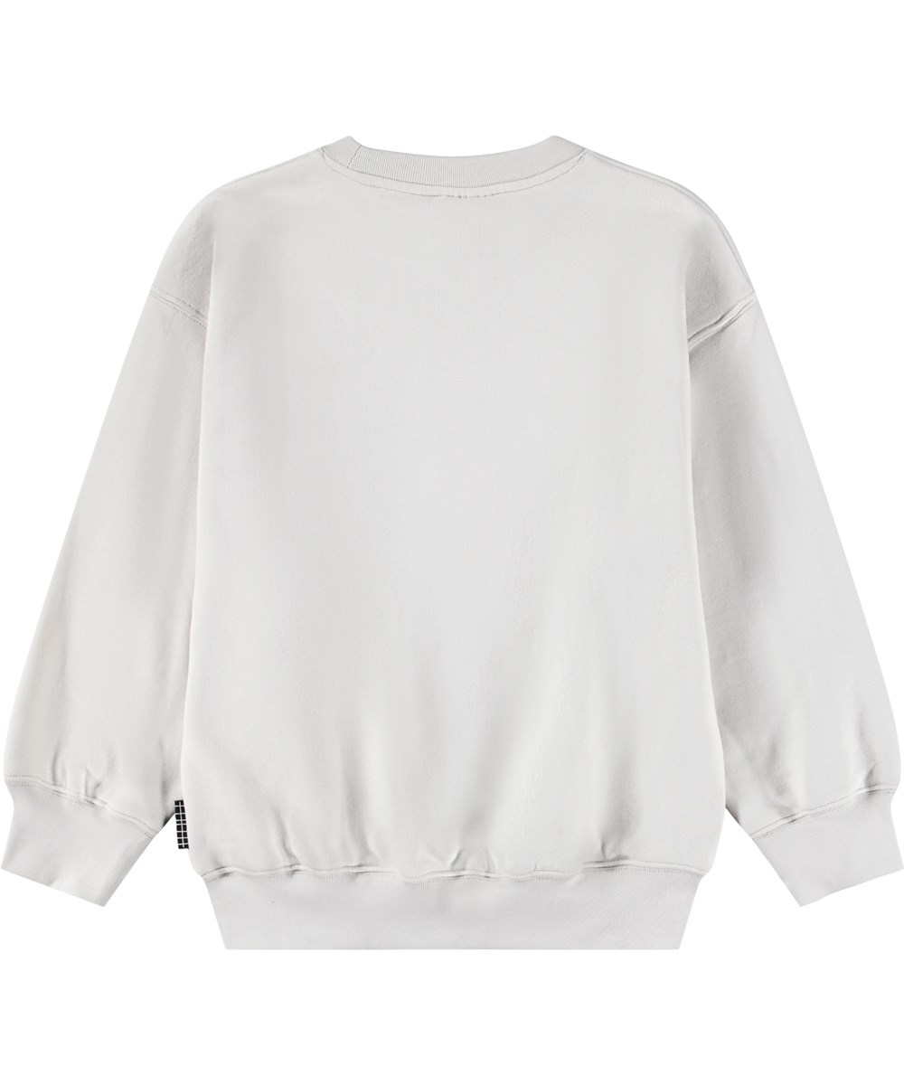 Mar - Moon - Grey sweatshirt for children made of soft organic cotton with a large print of an alien.