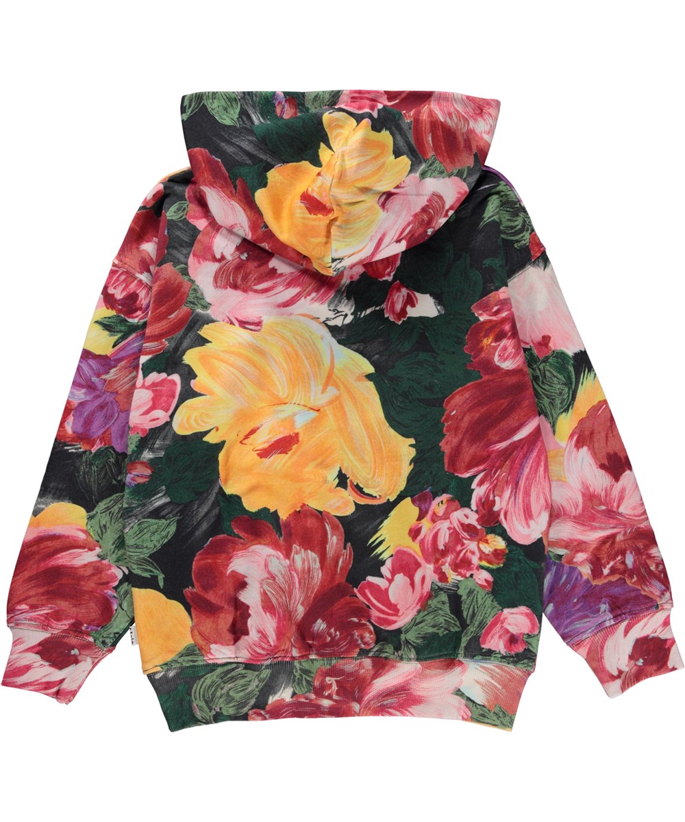 Matt - Painted Flowers - Green organic hoodie with floral print