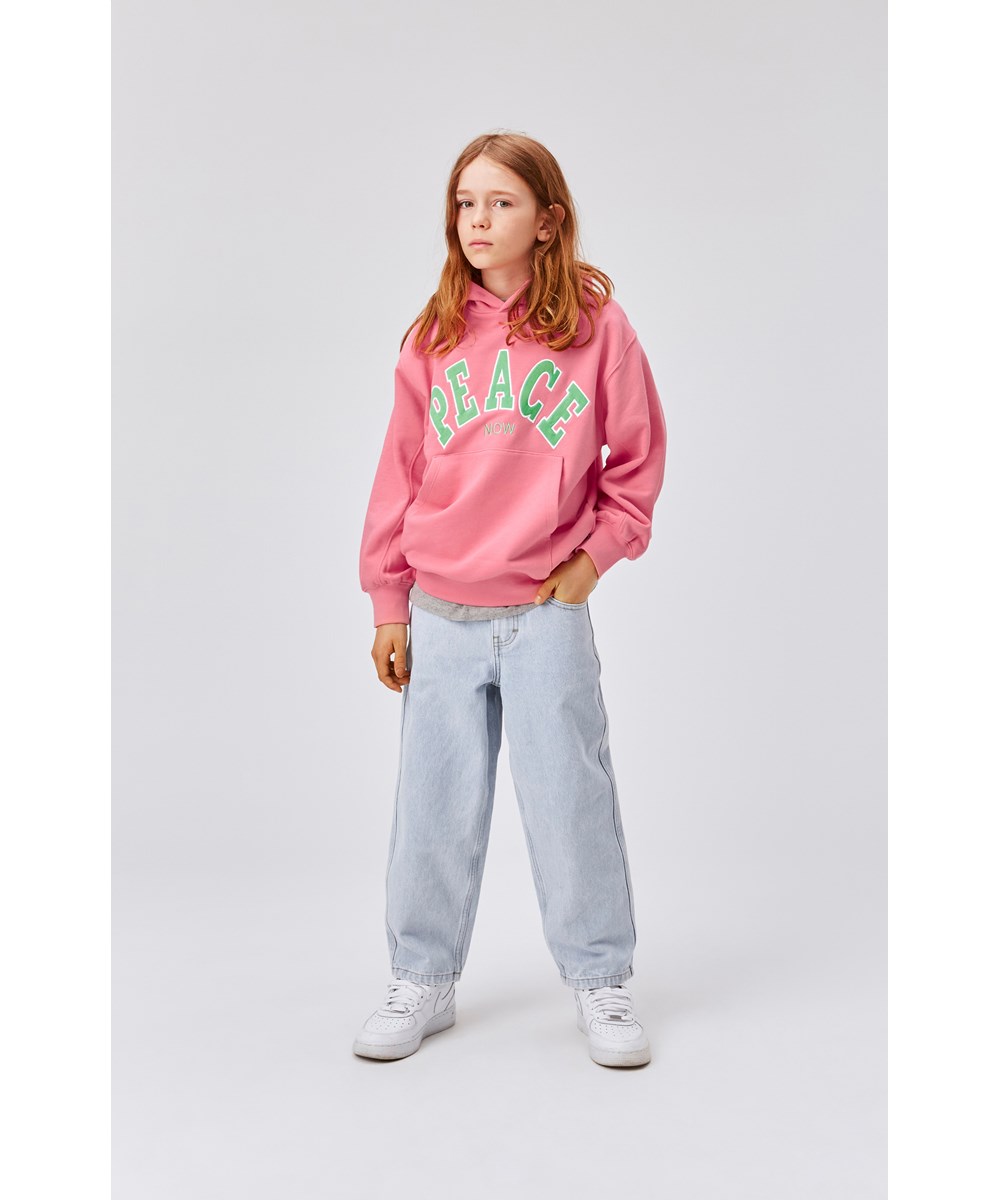 Maxx - Bubblegum - Pink hoodie with peace now print