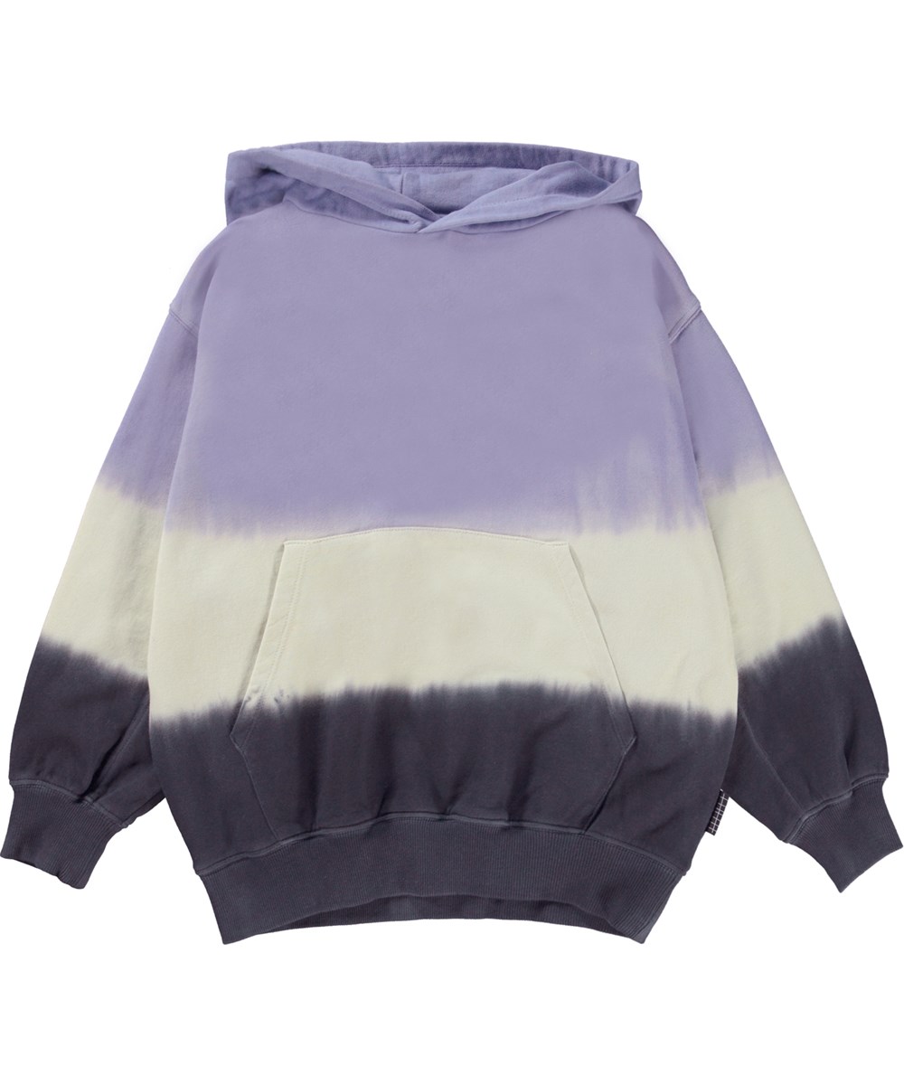 Maxx - Purple Stripe Dye - Hoodie with tie-dye stripes in purple, white and grey 