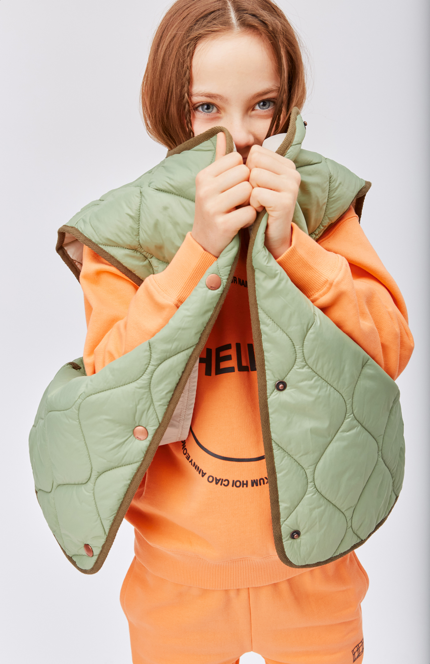 Memphis - Papaya - Orange sweatshirt with hello smiley - Molo
