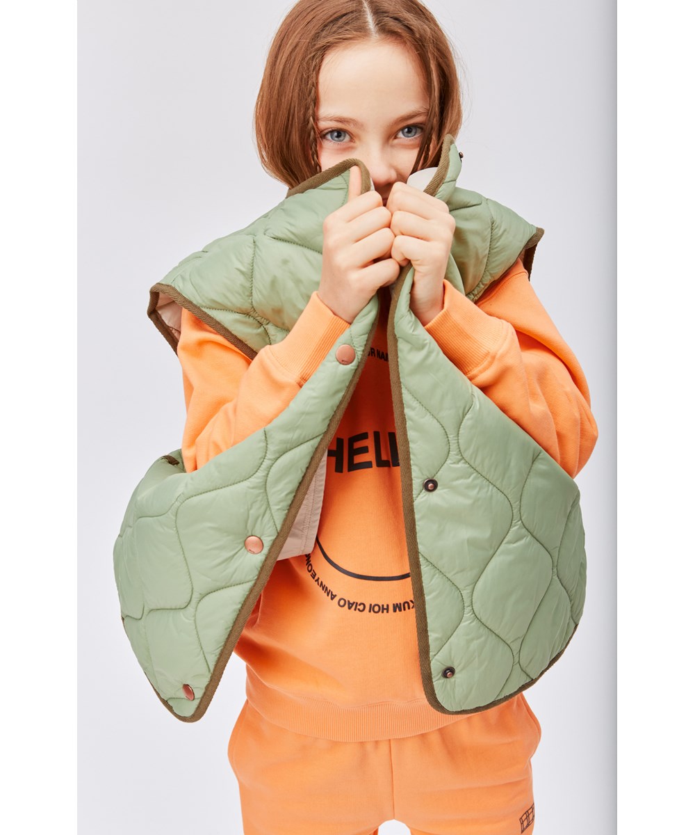 Memphis - Papaya - Orange sweatshirt with hello smiley