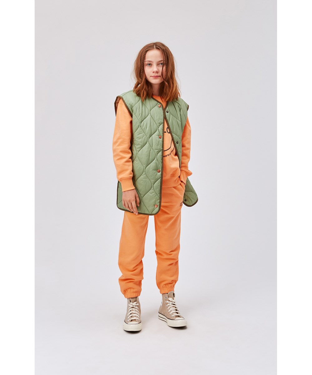 Memphis - Papaya - Orange sweatshirt with hello smiley
