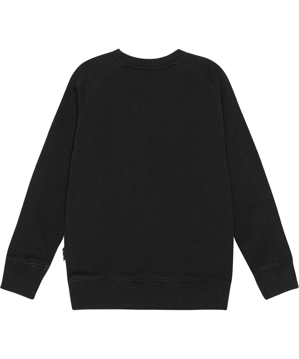 Mike - Black - Black jumper in soft, organic cotton with smiling face embroidery