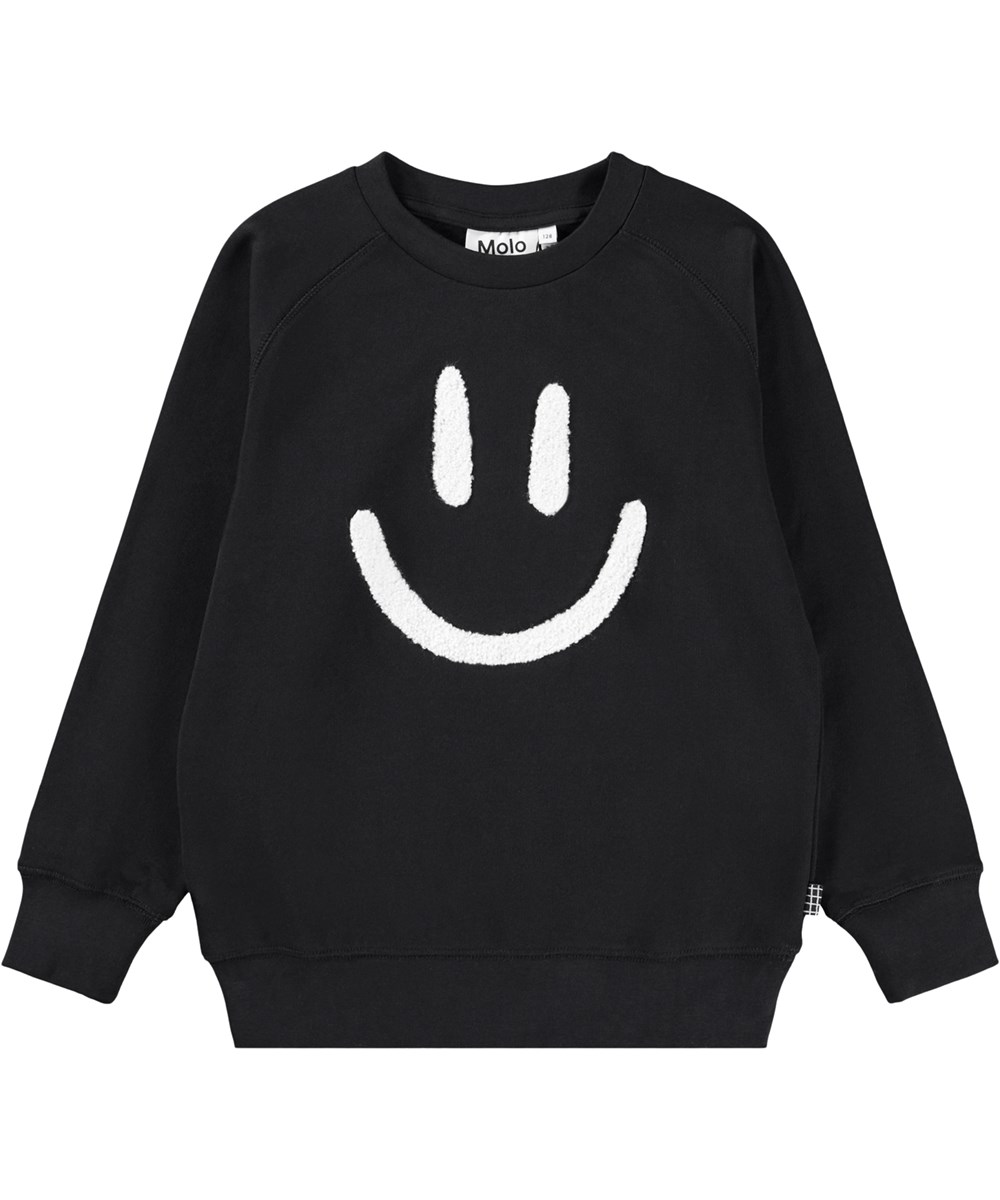 Mike - Black - Blue sweatshirt made of organic cotton with a print of a cute drawn rabbit and the text ''Honey Bunny''. The sweatshirt has a round neck with ribbed edges around the sleeves, neck and waist, as well as a loose fit.