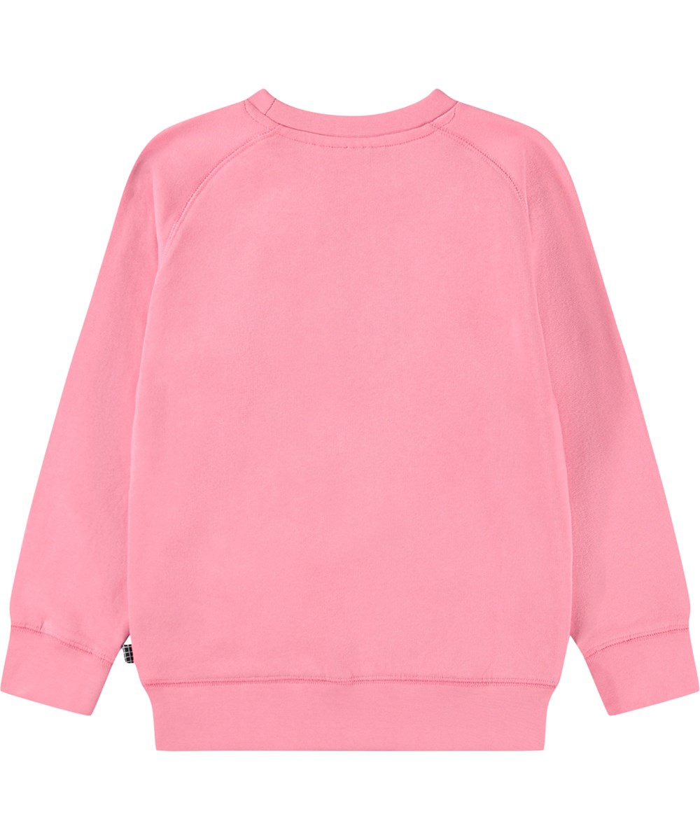 Mike - Confetti - Pink sweatshirt for children made of soft organic cotton with raglan sleeves, ribbed edges around the neck, sleeves and waist.