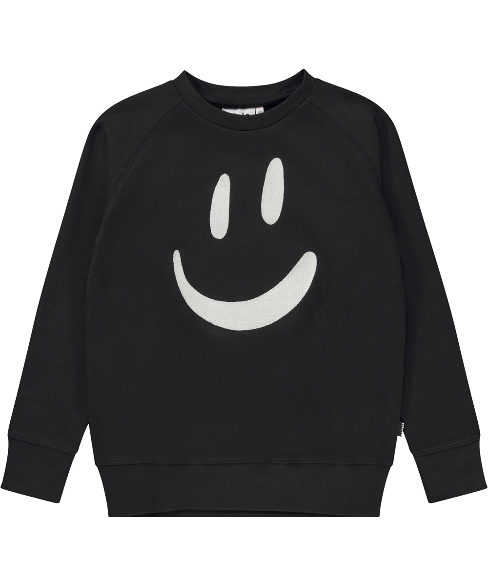 Mike - Black - Black organic sweatshirt with embroidery