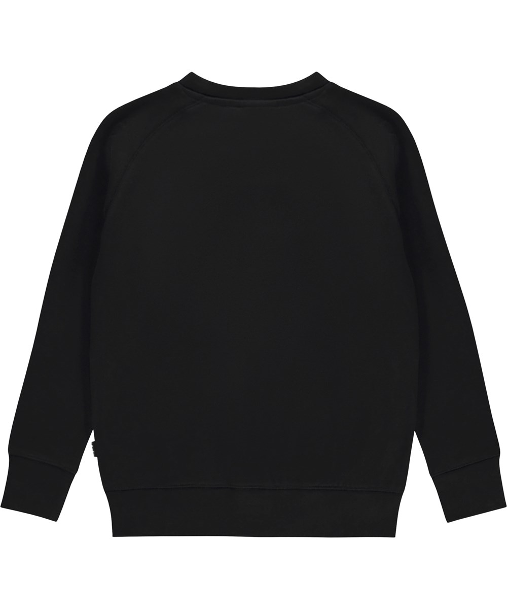 Mike - Black - Black organic sweatshirt with embroidery