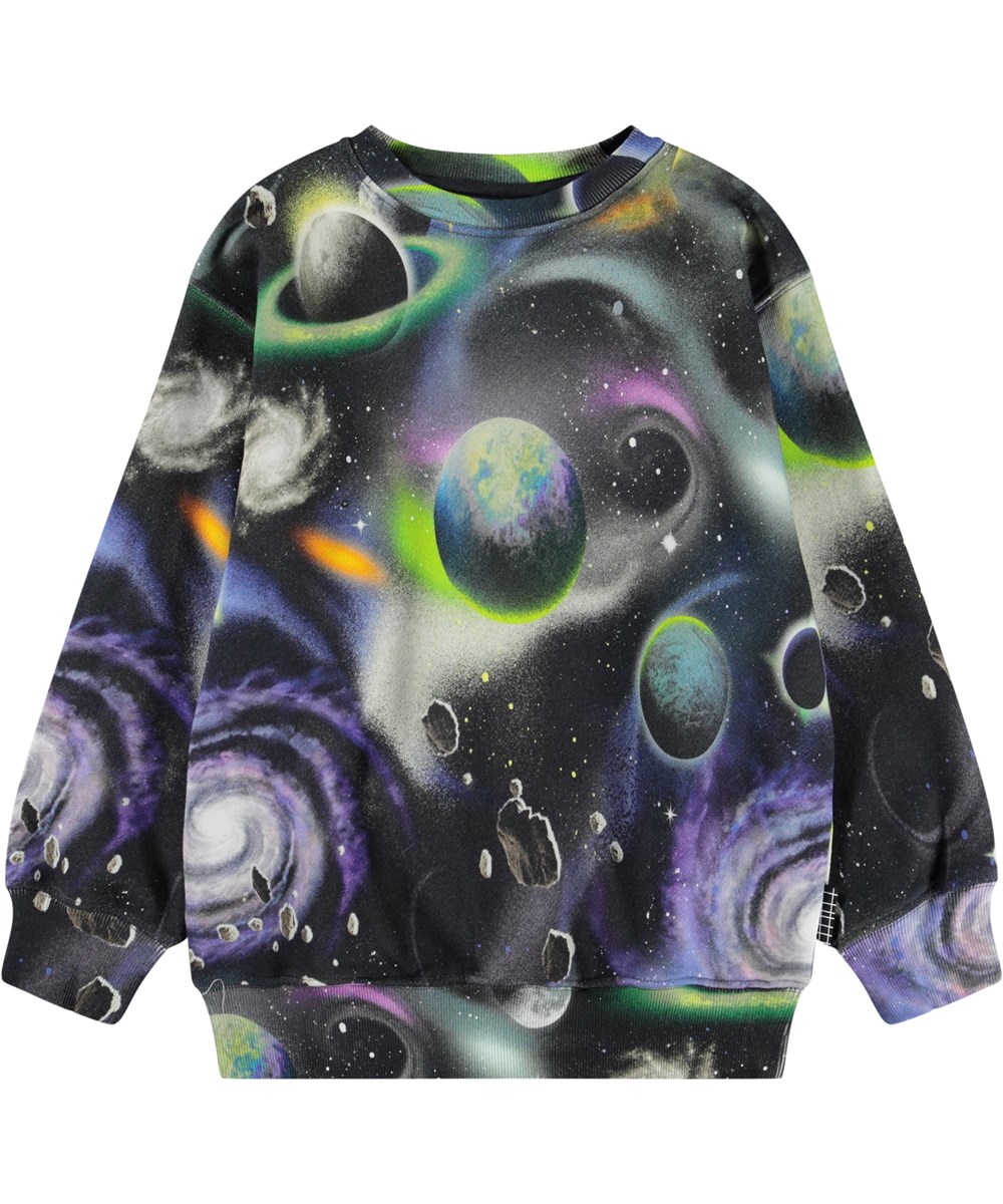 Monti - Airbrush Space - Colourful sweatshirt for children madeo f soft organic cotton with a space print.
