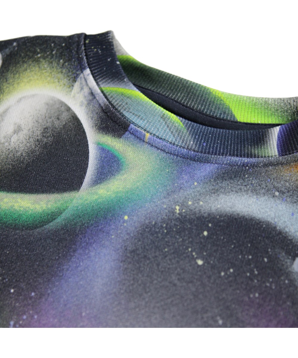 Monti - Airbrush Space - Colourful sweatshirt for children madeo f soft organic cotton with a space print.