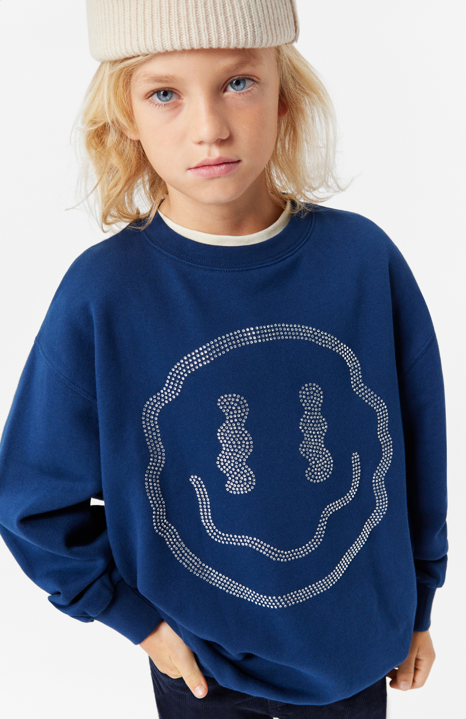 Monti - Bling Smile - Soft and warm dark blue organic cotton