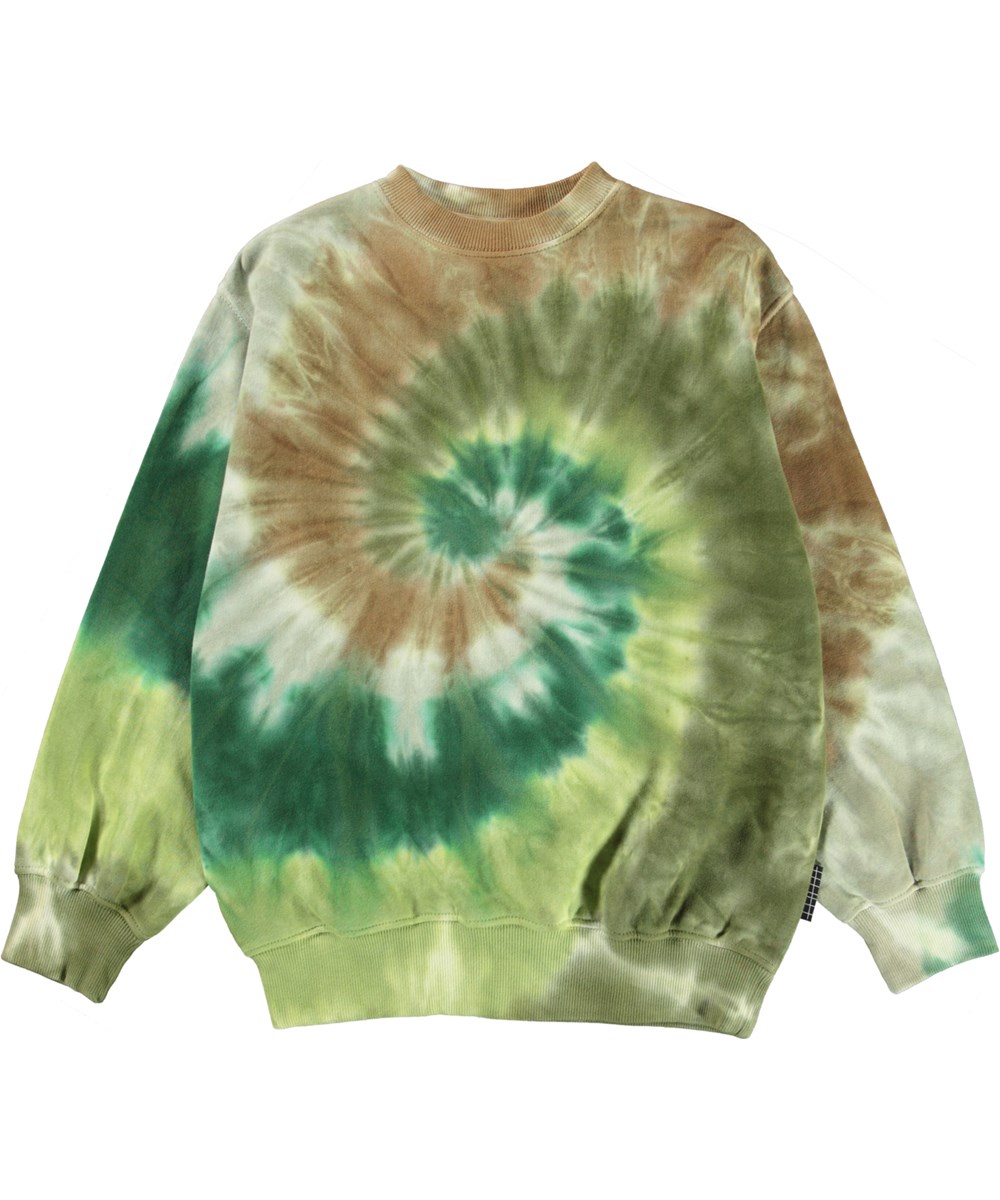 Monti - Green Swirl - Organic unisex sweatshirt with tie dye print