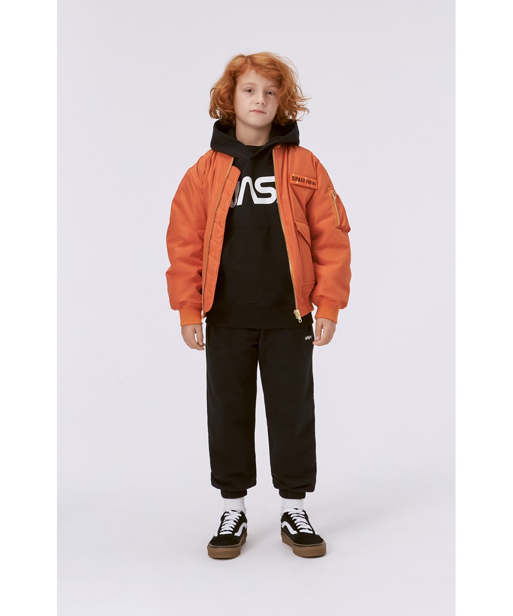 Moz - Black - Black organic hoodie with NASA print