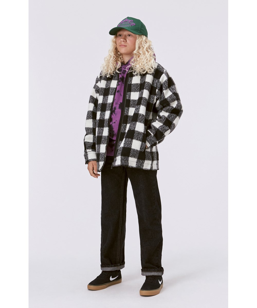 Moz - Purple Black Dye - Purple and black organic hoodie in tie-dye print