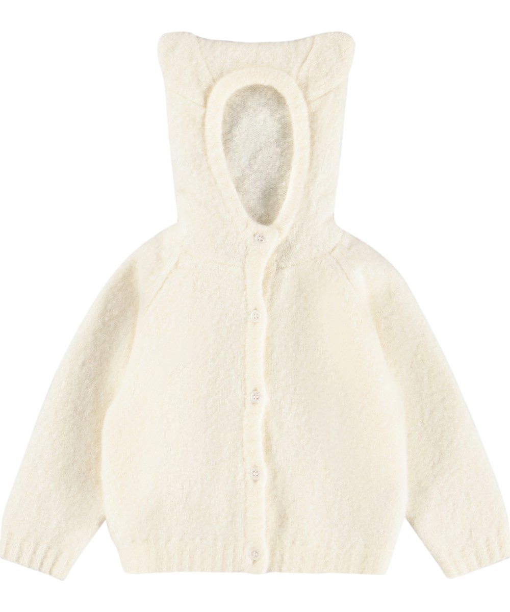 Bash - White Noise - Off-weißer Woll-Cardigan für die Kleinen aus einer weichen Wollmischung.