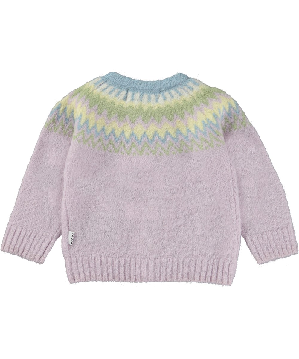 Bay - Alpine Glow - Helllila Baby-Cardigan aus Strick und Alpaka-Mischung