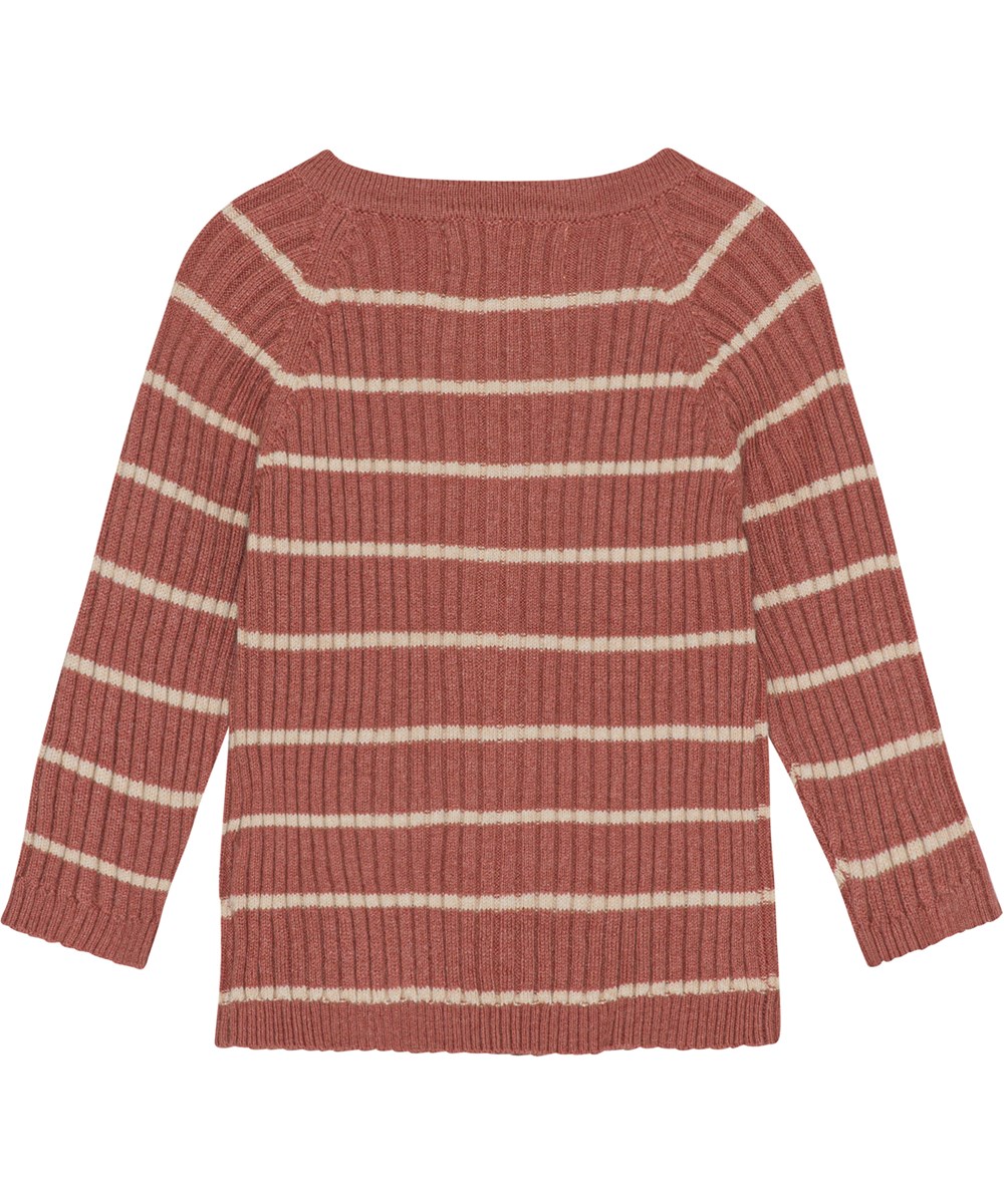 Bendix - Rosy Stripe - Dunkelrosa Baby-Cardigan mit cremefarbenen Streifen