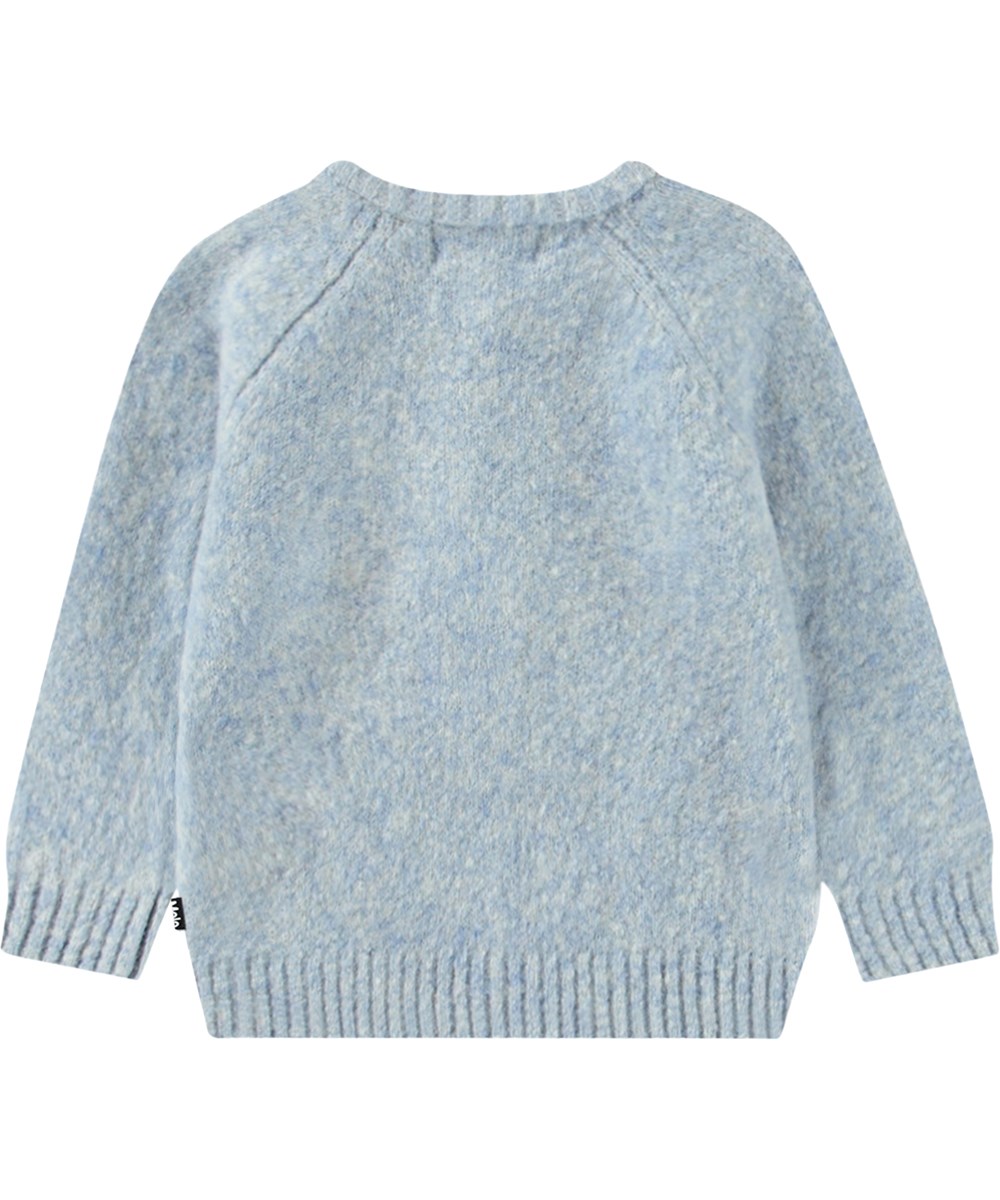 Bless - Pixel Smile - Hellblauer Pullover für die Kleinen mit einem aufgedruckten lächelnden Gesicht.