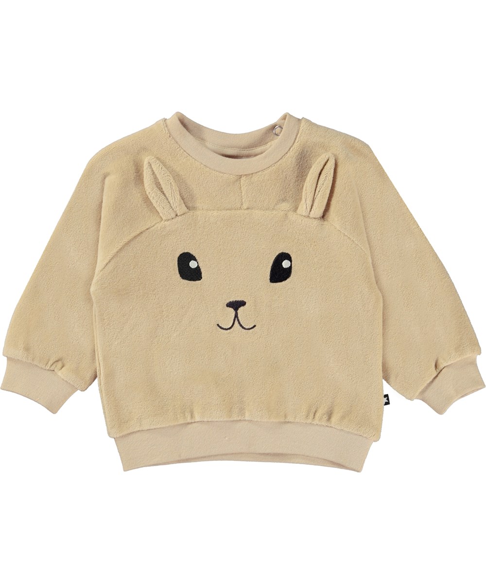 Day - Ridge - Beige Öko-Baby-Langarmsshirt aus Baumwollvelours