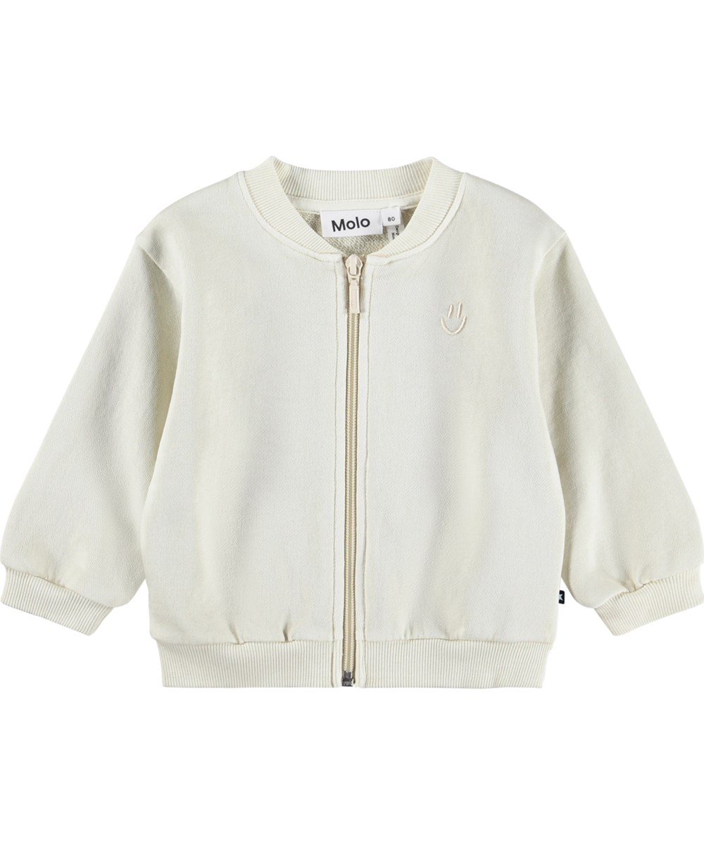 Dazzle - Summer Sand - Weiches, weißes Sweatshirt für die Kleinen aus Bio-Baumwolle mit Reißverschluss