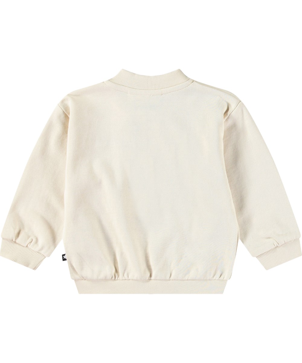 Dazzle - Summer Sand - Weißer Reißverschluss-Sweatshirt aus Öko-Baumwolle für Babys.