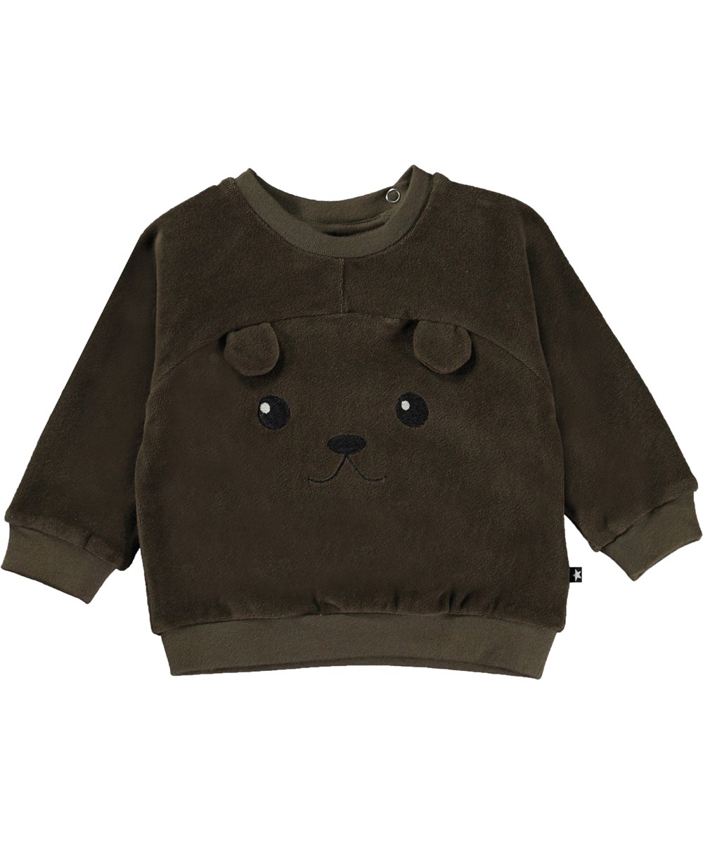 Derry - Ground - Braune Öko-Baby-Langarmsshirt aus Baumwollvelours