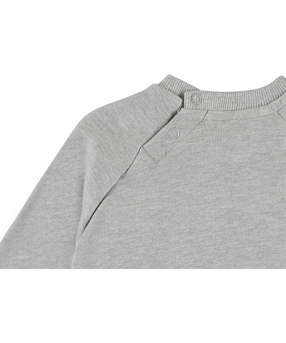 Disc - Grey Melange - Graue Öko-Babybluse mit Smiley-Print