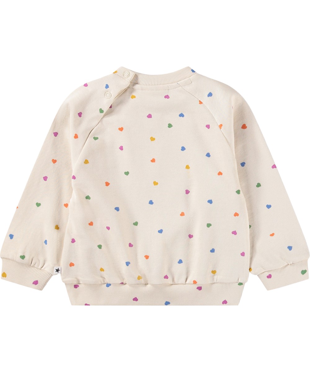 Disc - Confetti_Rainbow - Weiches, weißes Sweatshirt für die Kleinen aus Bio-Baumwolle mit Herzaufdruck