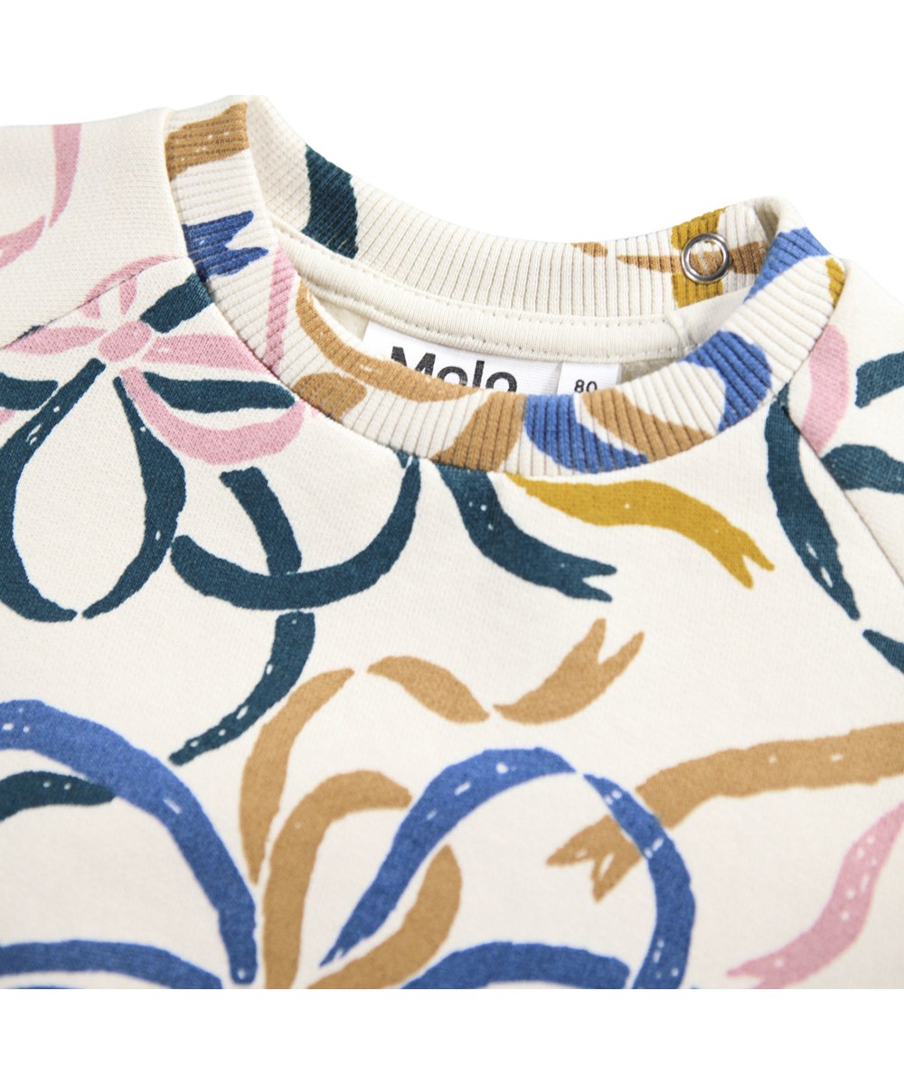 Disc - Festivity Bows - Off-White-Sweatshirt für die Kleinen aus weicher Öko-Baumwolle mit einem Druck bunter Bänder.