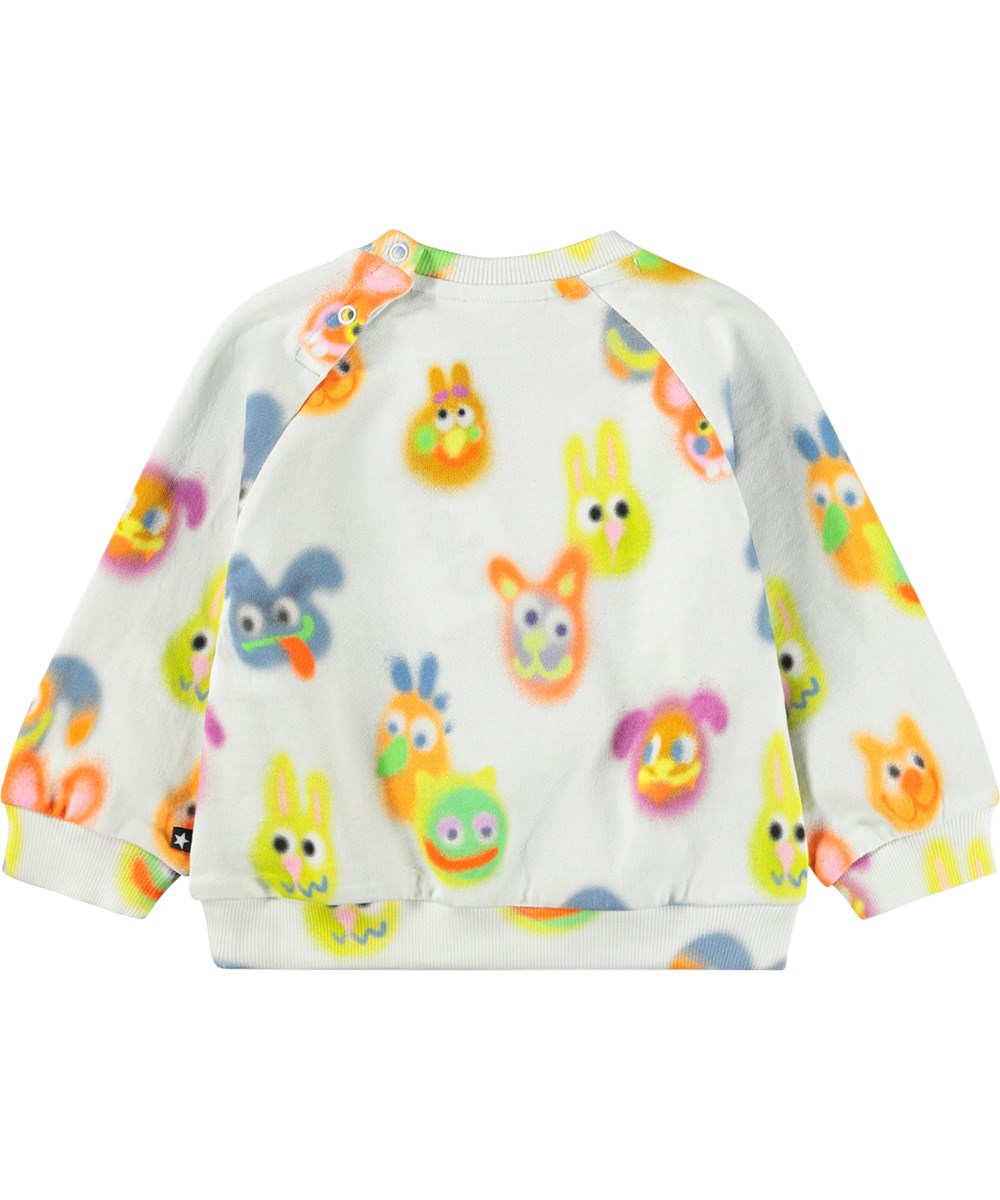 Disc - Fuzzy Together - Weiches, weißes Sweatshirt für die Kleinen aus Bio-Baumwolle mit einem lustigen Aufdruck.