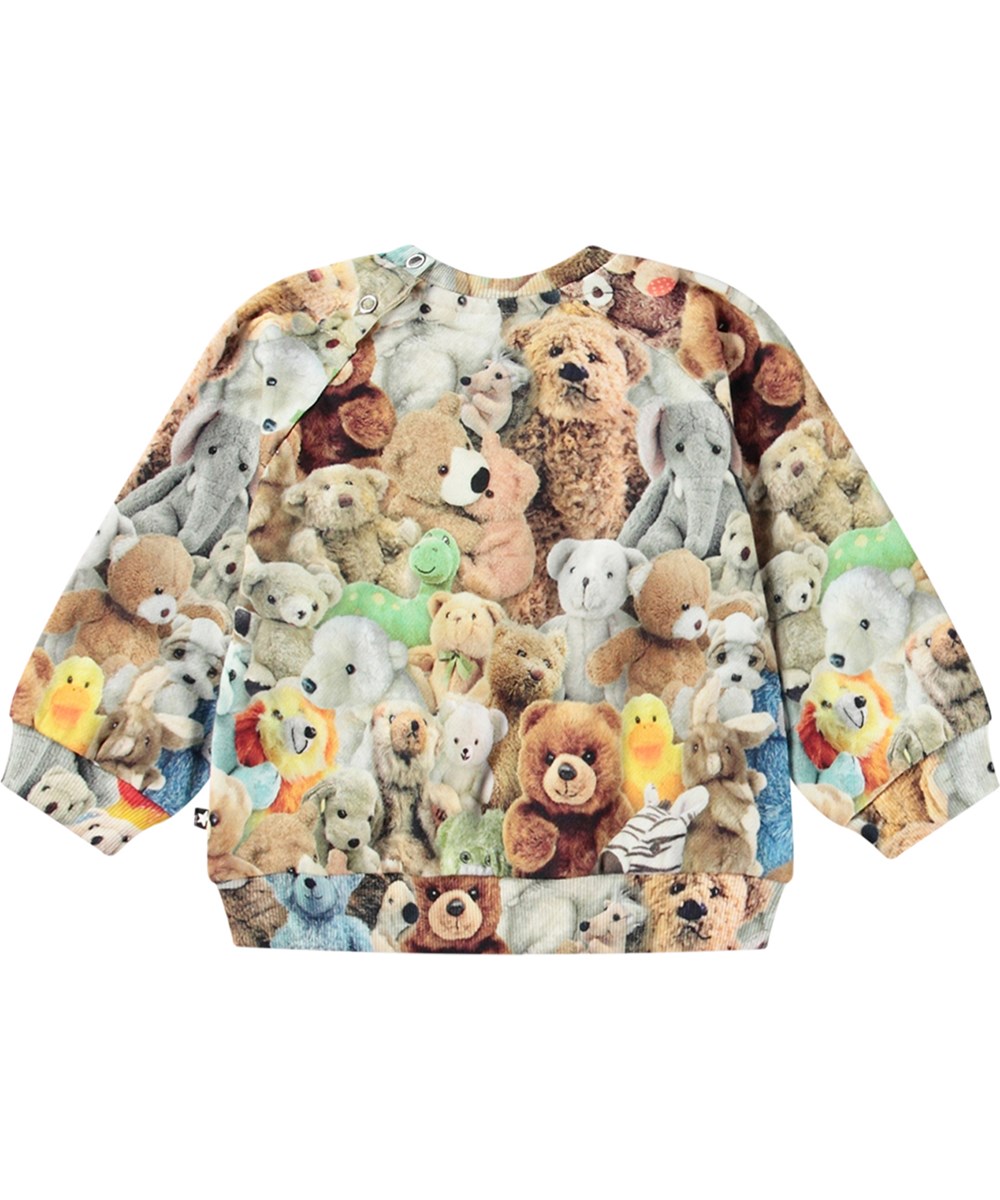 Disc - Teddy Friends - Mehrfarbiges Öko-Baumwoll-Sweatshirt mit all-over Bären-Print.