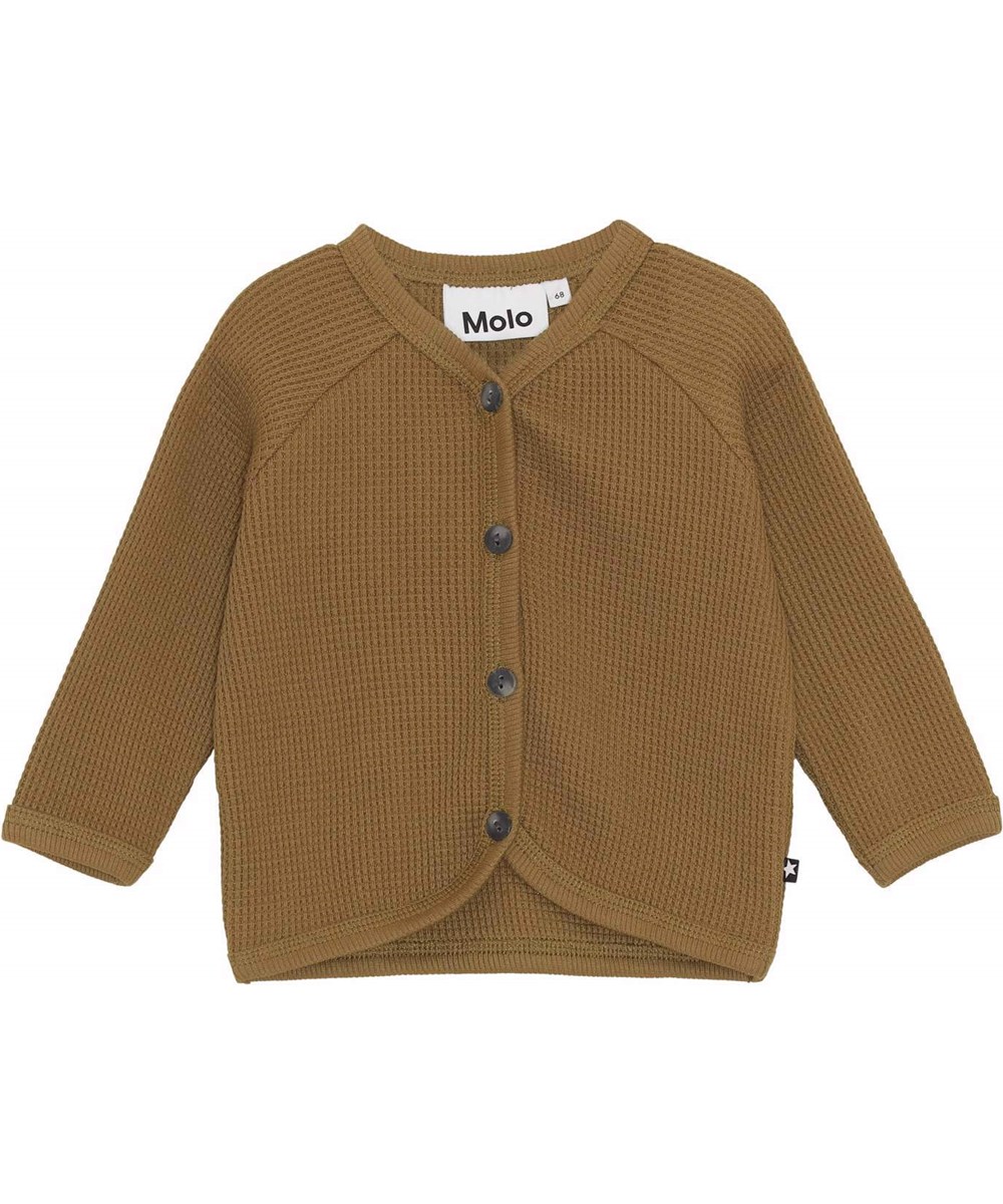Dory - Oak - Waffelgewebter brauner Öko-Cardigan