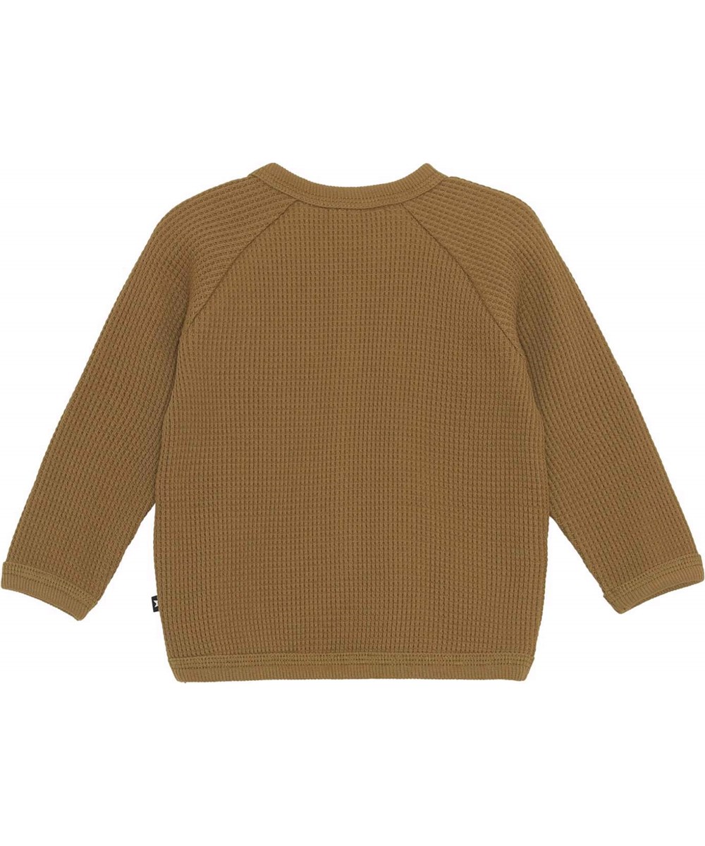Dory - Oak - Waffelgewebter brauner Öko-Cardigan