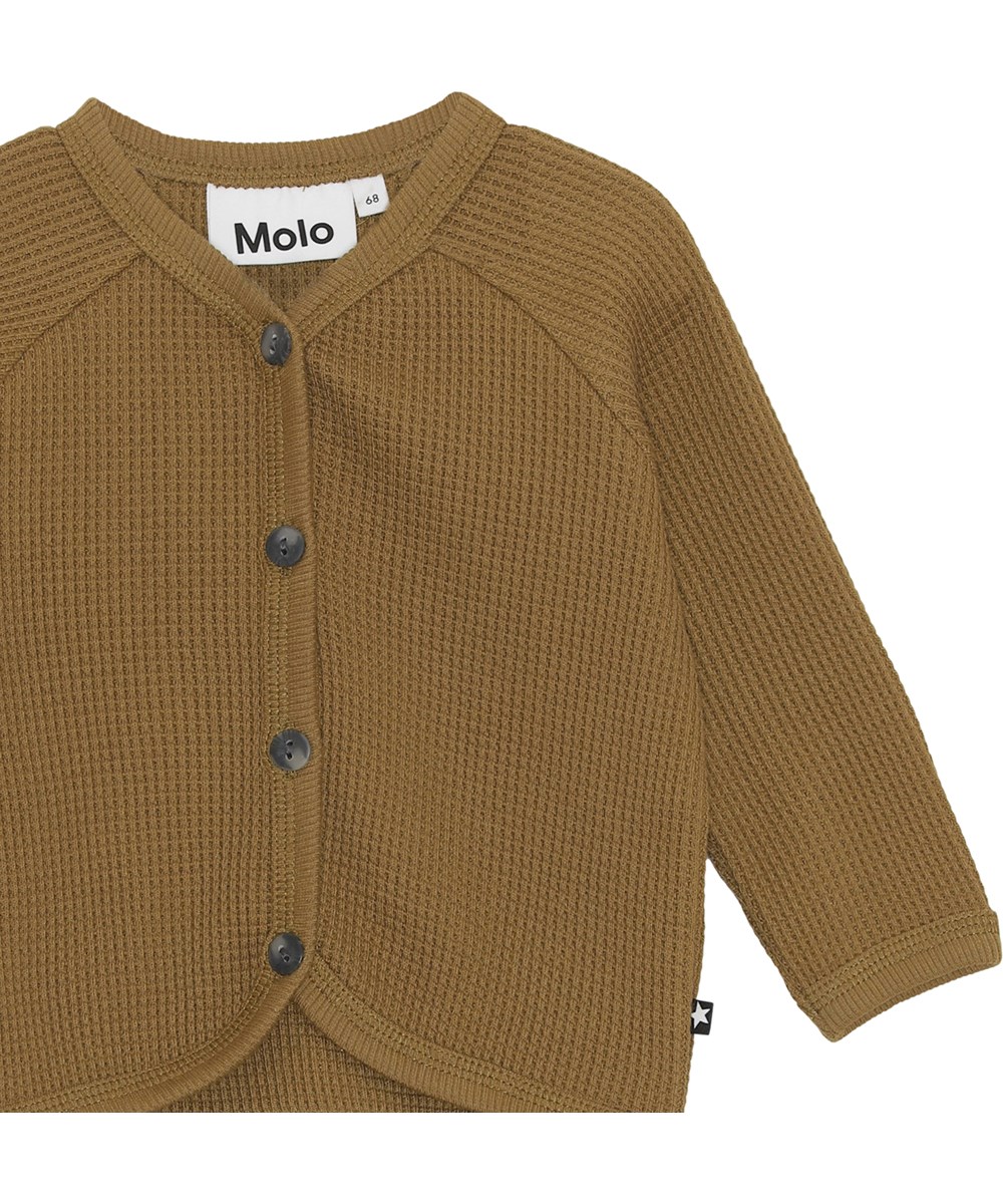 Dory - Oak - Waffelgewebter brauner Öko-Cardigan