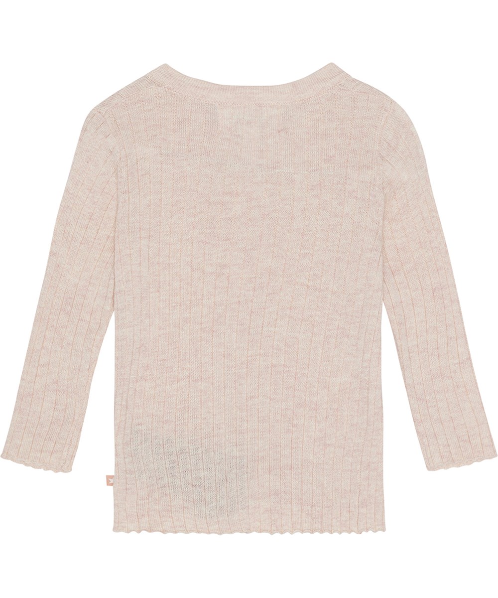 Georgette - Rose Melange - Rosa Strickjacke für die Kleinen aus einer weichen, gerippten Viskosemischung