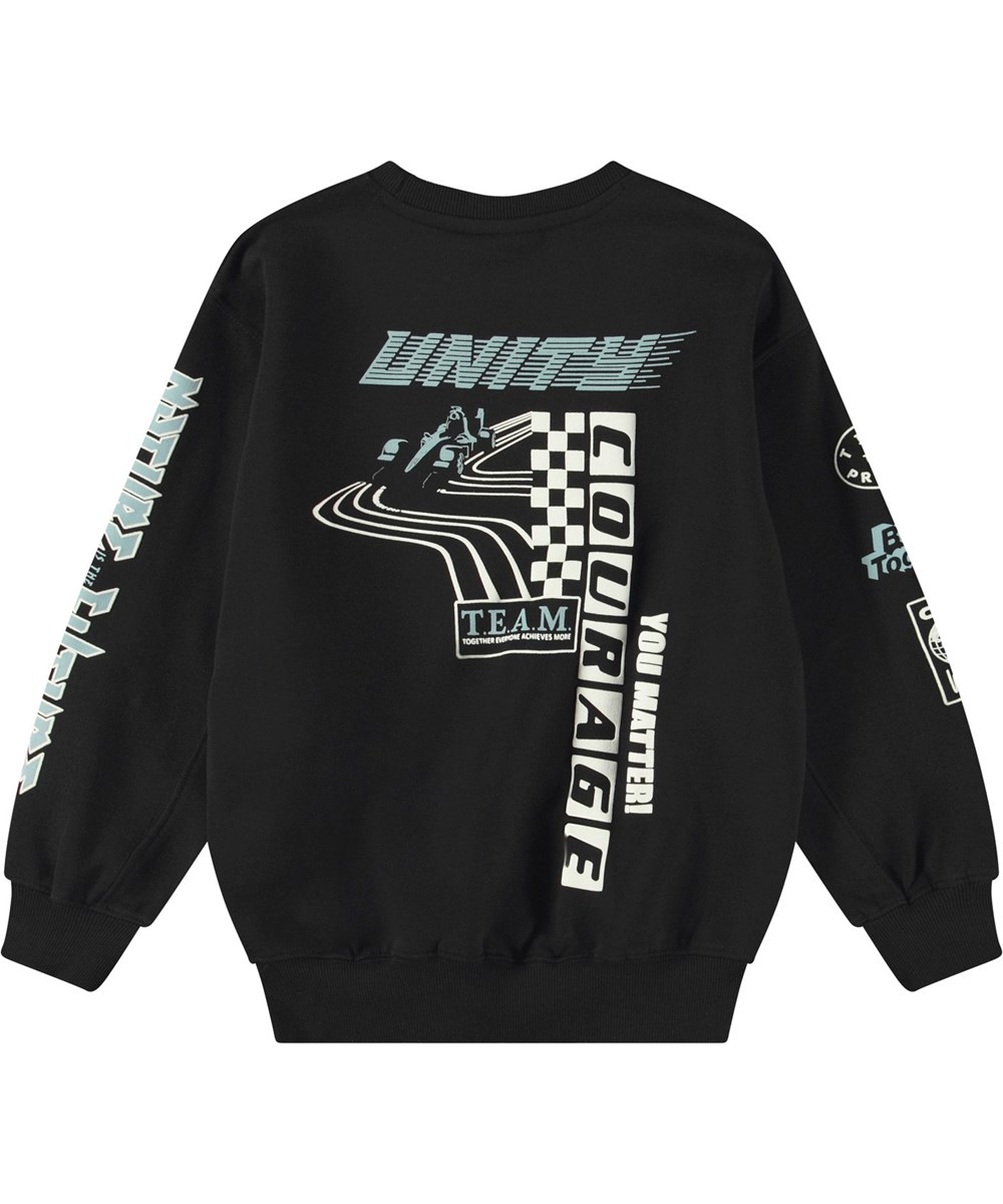 Magni - Messages! - Sweatshirt mit Druck für Kinder aus weicher Öko-Baumwolle mit gerippten Kanten am Hals, an den Ärmeln und am unteren Saum des Sweatshirts.