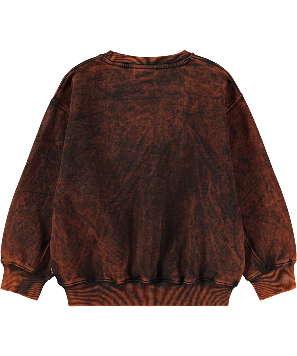 Magni - Russet Overdye - Coole Sweatshirt für Kinder aus Öko-Baumwolle in Rot/Schwarz-Waschung.