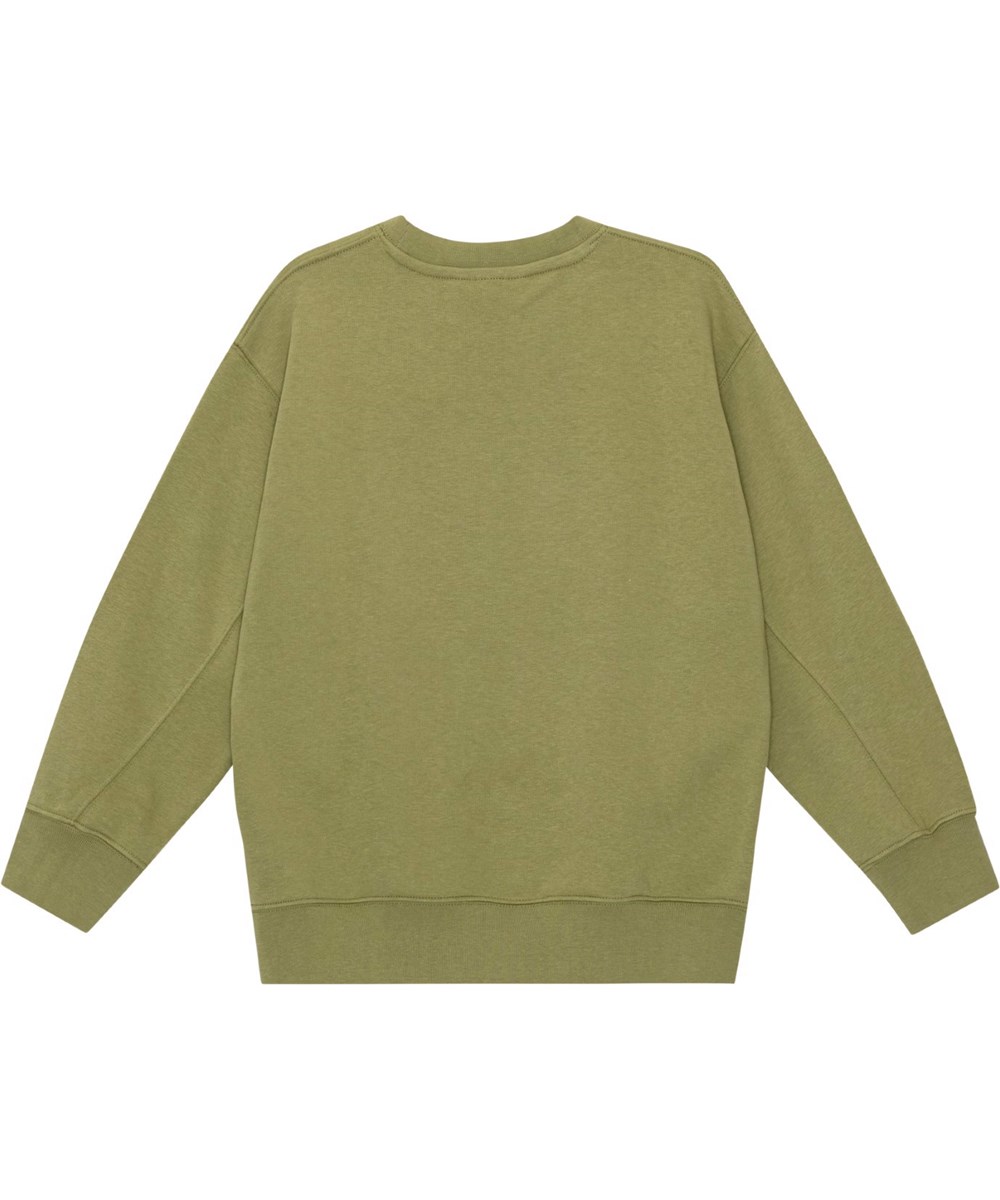 Magni - Sage - Olivgrünes Sweatshirt mit „More Love“-Aufdruck auf der Vorderseite