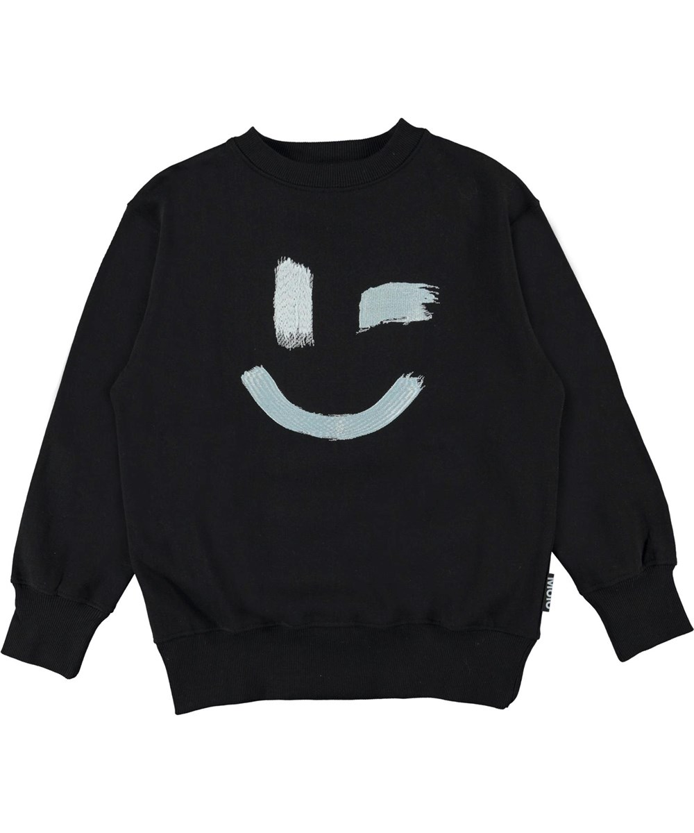 Mattis - Black - Öko schwarzes Sweatshirt mit Smiley